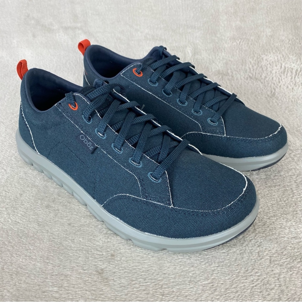 Oboz Passport Low Mens Sneakers 9 Navy Blue Canvas Hiking Trail Casual Shoes NEW